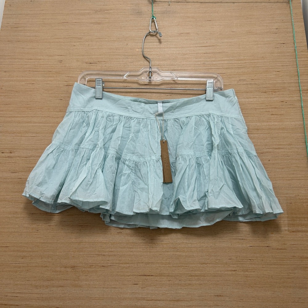 SKIMS Voile Skirt Frost Blue Tiered Ruffle Mini Skirt SK-SKT-9472W Size M NEW